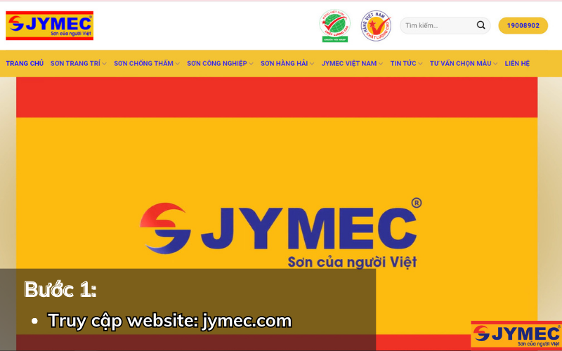 B3 Truy cập website Sơn JYMEC