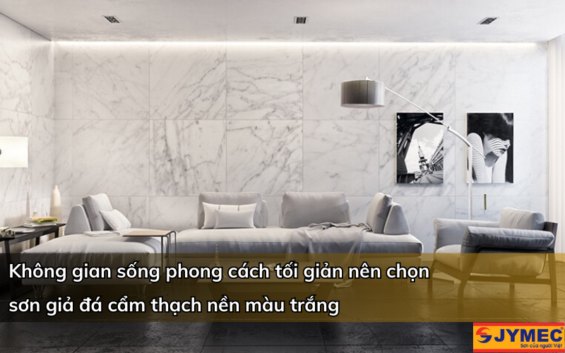 Màu sơn cẩm thạch nền trắng cho phong cách tối giản