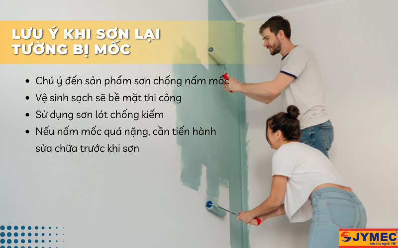 Lưu ý khi sơn lại tường bị nấm mốc